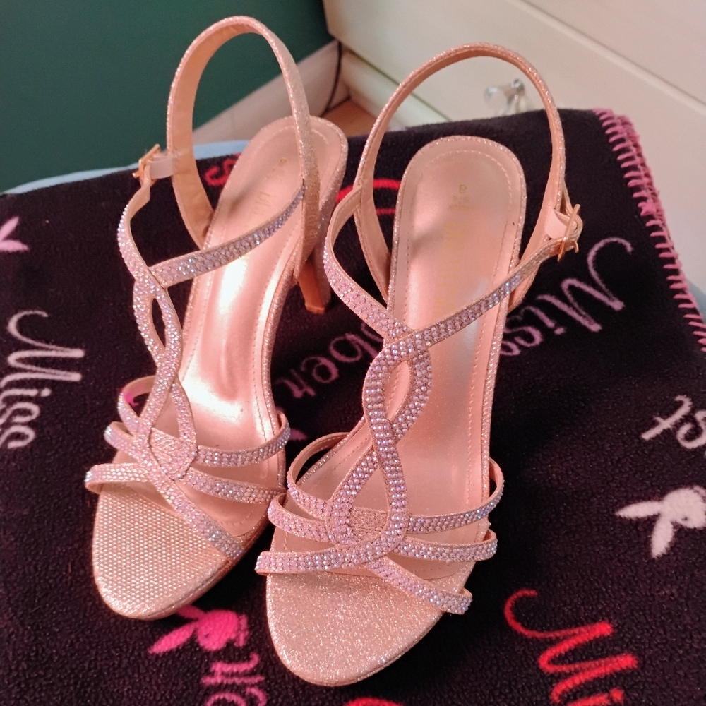 Bling open toe heels
